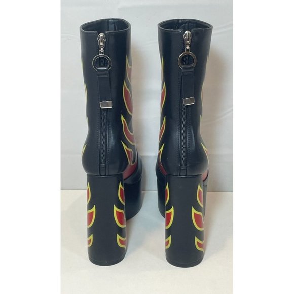 La Moda Sizzlin Hot Platform Ankle Boots Women Size 7 Leather Chunky Heel Bootie - Picture 6 of 12